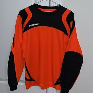 High Viz Visibility Neon Orange Padded Elbow GK Goal Keeper Soccer Jersey S SM